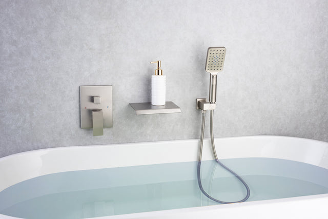 Waterfall Tub Faucet Wall Mount Roman Tub Filler Chrome Single Handle Brass Bathroom Bathtub Faucet with Hand Shower