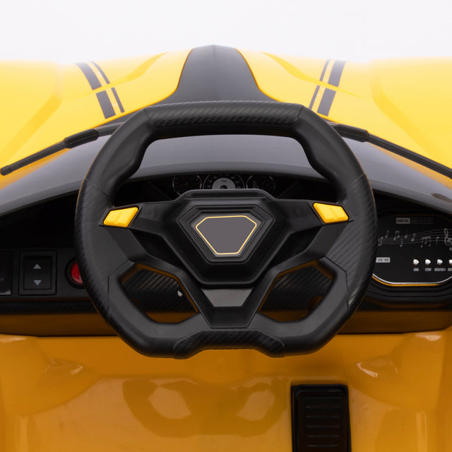 Kids Ride on Car, 12V Battery Powered Sports Vehicle with 2.4G RC, Music, LED Lights, Toddler Electric Car for Indoor Outdoor Play, 3-6 Years Old, Yellow