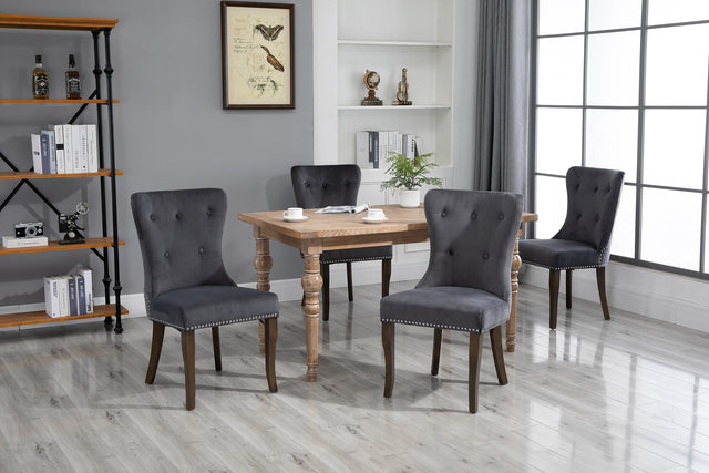 TOPMAX Dining Chair Tufted Armless Chair Upholstered Accent Chair, Set of 6 (Grey)