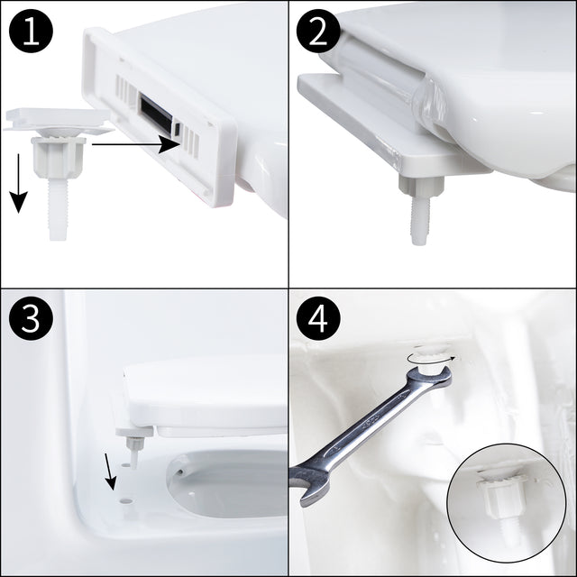Miibox Removable Elongated Bowl White Toilet Seat, with Nonslip Grip-Tight Never Loosen Bumpers Prevent Shifting, No Slamming Slow and Quiet-Close Seat Cover, Quick Release Hinges for Easy Cleaning
