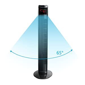 Simple Deluxe 36’’ Electric Oscillating Tower Fan with Remote Controland Large LED Display, Great for Indoor, Bedroom and Home Office, Black