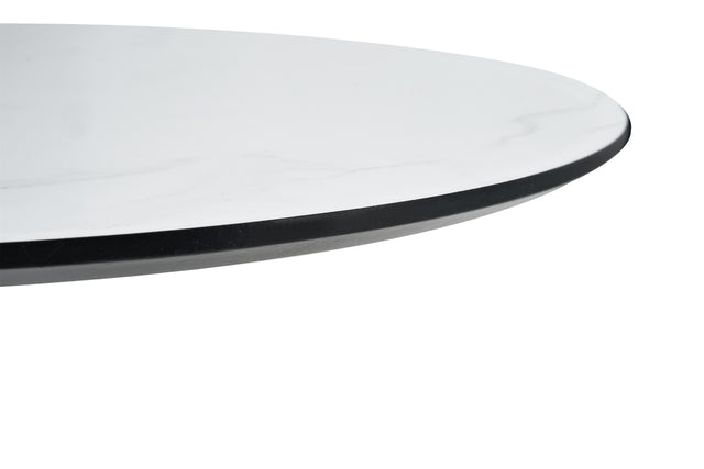 TULIP DINING TABLE ,32IN ROUND, WHITE, Mable black, 1pc per ctn