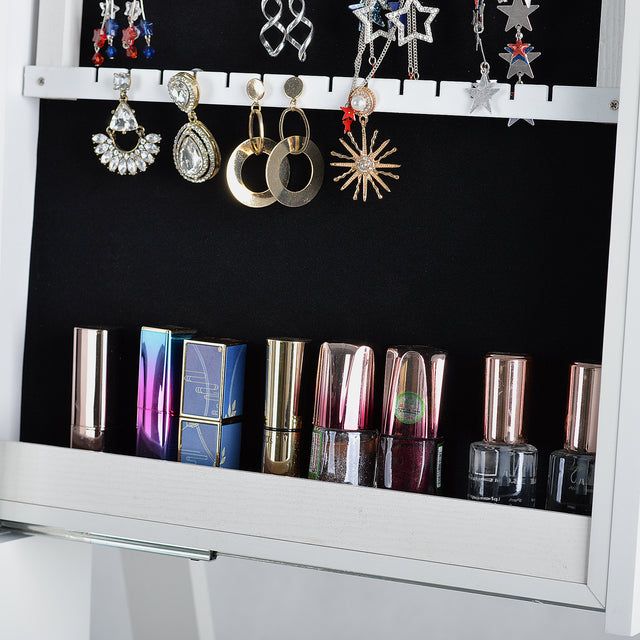 Fashion Standing Mirror  Jewelry Cabinet  With Two Storage  Drawer