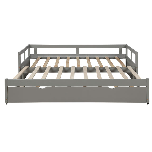 Extending Daybed with Trundle, Wooden Daybed with Trundle, Gray