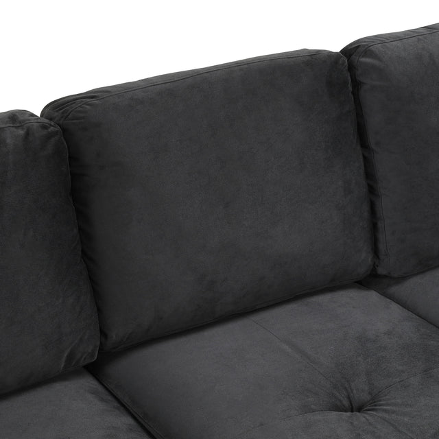 104.5" Reversible Sectional Sofa Space Saving with Storage Ottoman Rivet Ornament L-shape Couch for Small or Large Space Dorm Apartment,Black(旧SG000406AAA)