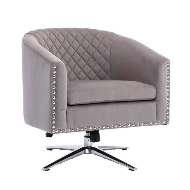 COOLMORE  Swivel  Barrel chair living room chair with nailheads and Metal base