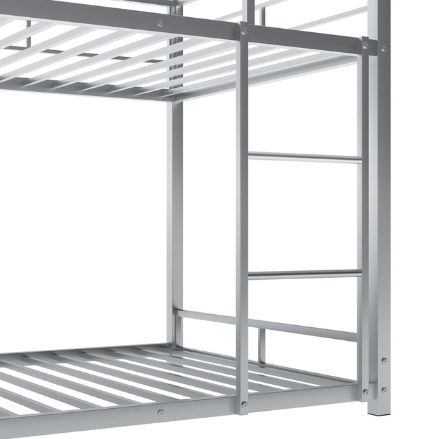 Metal Twin Size Triple Bunk Bed, Silver
