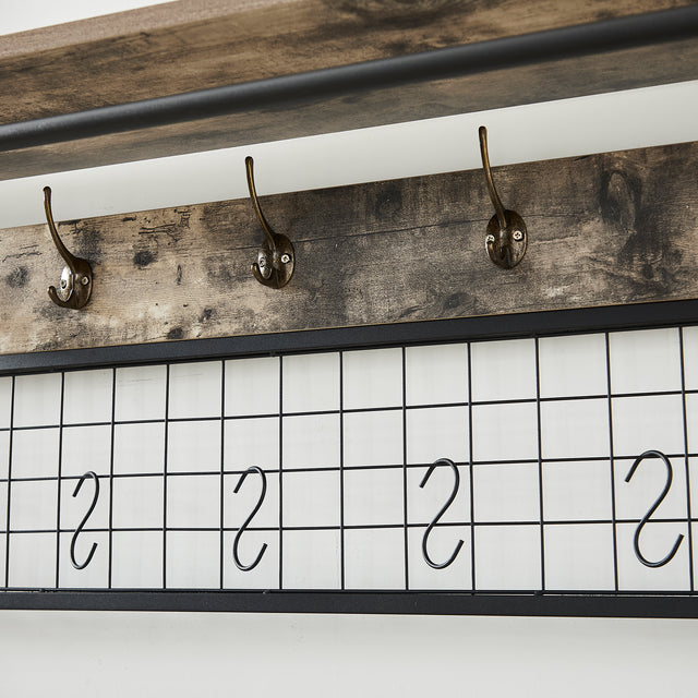 Entryway Coat Rack/ Hall Tree with Bookshelves, Multiple Hooks, and Bench Seat