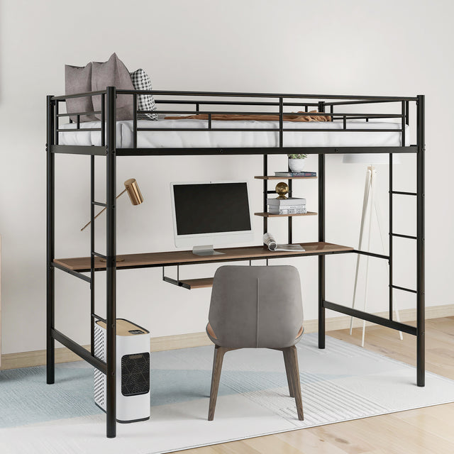 Loft Bed with Desk and Shelf , Space Saving Design,Twin（OLD SKU:MF193081AAB）