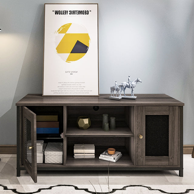 TV Stand for 45 Inches TV, Industrial TV Stand with Storage Shelf, Cable Management, Cabinets, Entertainment Center  for Home, Living Room, Office