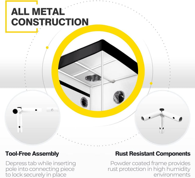 iPower GLTENTXS3 Grow Tent with Reflective Mylar 32" x 32" x 63" Indoor Hydroponic Water-Resistant Complete System, Black