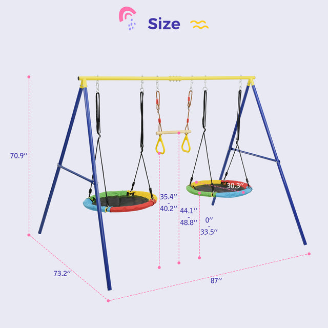 Outdoor Toddler Saucer Swing Set for Backyard, Playground Tree Swing Sets with Steel Frames,  with Disc Tree Swing Playset