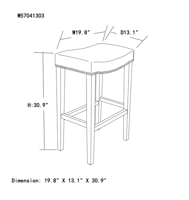 White Leather Barstool 2 pcs Set - 30 inch Seater height