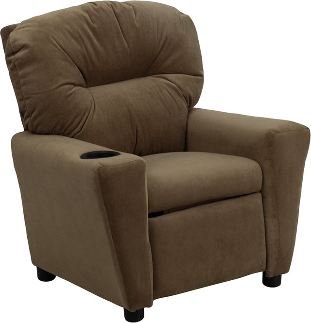 Offex Contemporary Brown Kids Recliner with Cup Holder