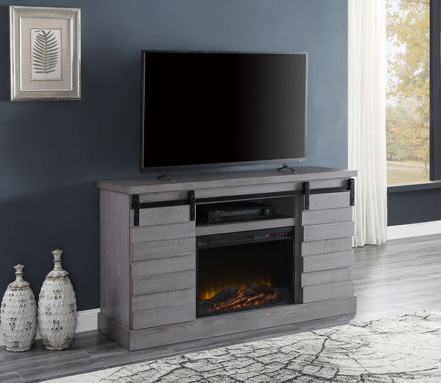 ACME Amrita TV Stand w/Fireplace, Gray Oak 91616