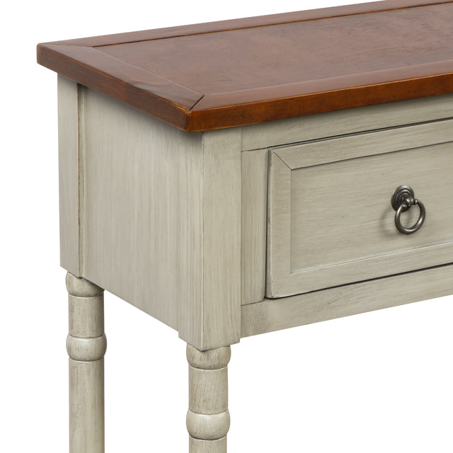 TREXM Console Table Sofa Table with Storage for Entryway with Drawers and Shelf (Antique Grey)