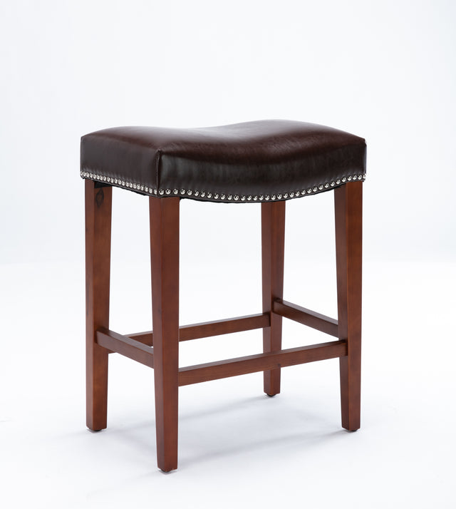 Dark Brown Leather Barstool  2 pcs Set
