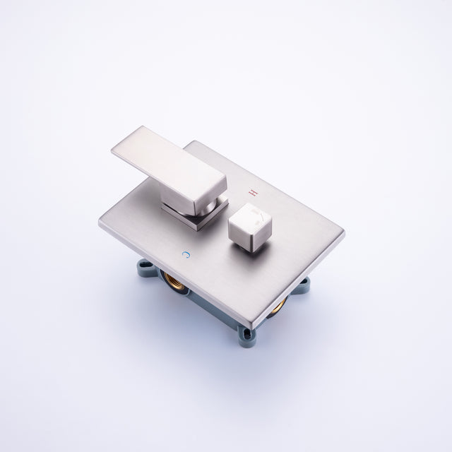 12 inch Ceiling Shower System Brushed Nickel Shower Combo Set for Bathroom, Rainfall Shower Faucet Ceiling Mounted Included Rough in Mixer Valve Body and Trim