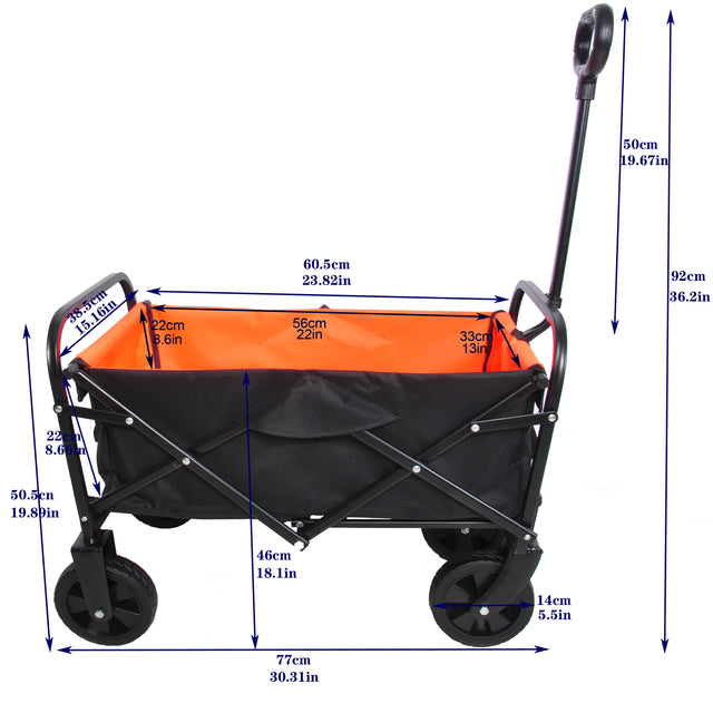 Folding Wagon Garden Shopping Beach Cart （black+yellow）