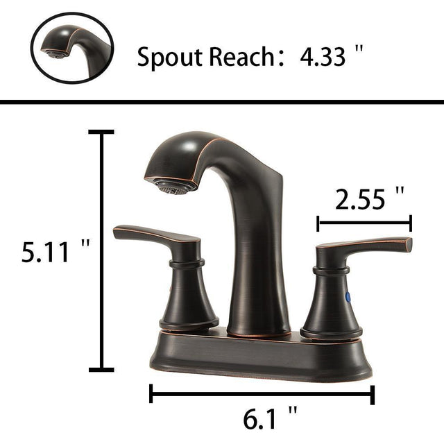 Oil Rubbed Bronze Vanity Sink Faucet,2 Handles 2 Holes 4 Inch Centerset Modern Bath Lavatory Sinks Faucets Set with Hose
