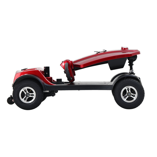 MAX PLUS RED W429S00020  4 Wheels Outdoor Compact Mobility Scooter with 2pcs*20AH Lead acid Battery, 16 Miles, Cuo Holders & USB charger Port