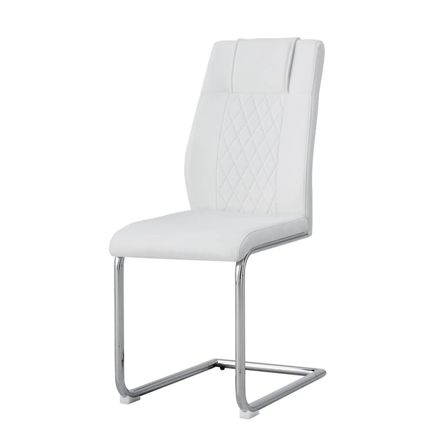 Modern Dining Chairs with Faux Leather Padded Seat Dining Living Room Chairs Upholstered Chair with Metal Legs Design for Kitchen, Living, Bedroom, Dining Room Side Chairs Set of 6 (White+PU Leather)