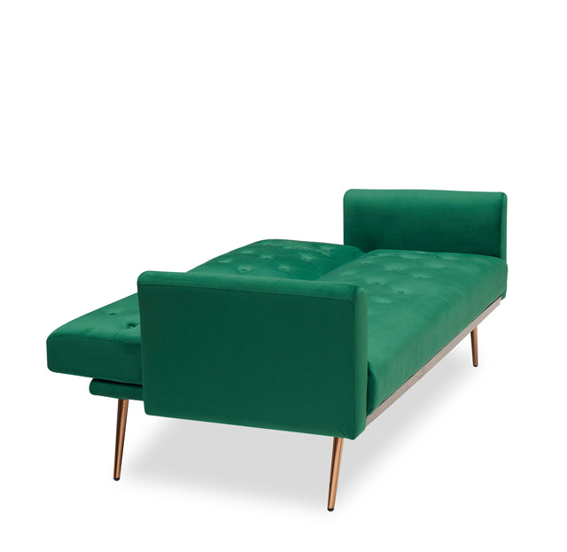 Green Folding Living Room Sofa Bed with Midfoot Including Two Pillows