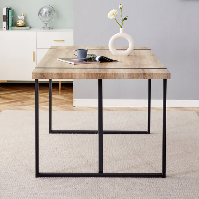 Rustic Industrial Rectangular Wood Dining Table For 4-6 Person, With 1.5" Thick Engineered Wood Tabletop and Black Metal Legs, Writing Desk For Kitchen Dining Living Room, 63" W x 35.4" D x 29.92" H