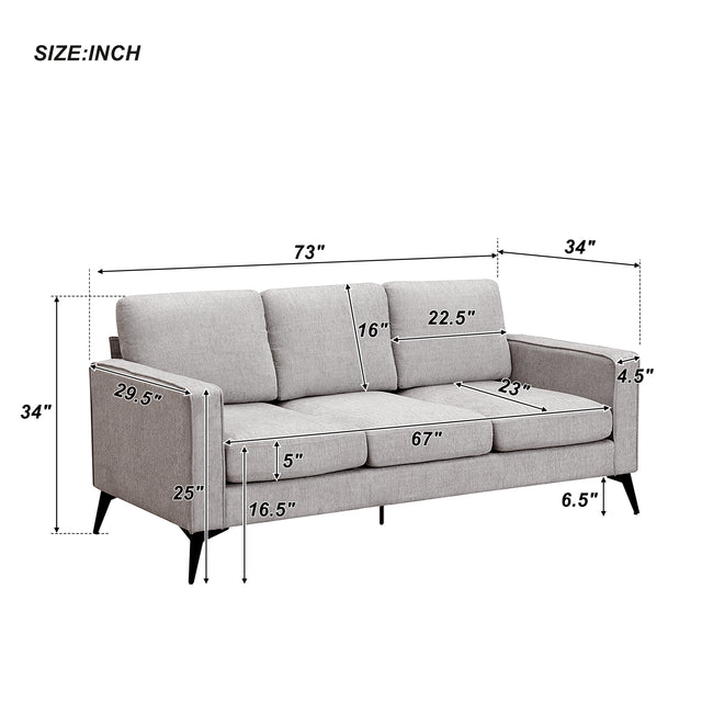 [VIDEO provided] [New]Modern 3-Piece Sofa Sets with Sturdy Metal Legs,Chenille Upholstered Couches Sets Including 3-Seat Sofa, Loveseat and Single Chair for Living Room Furniture Set (1+2+3 Seat)
