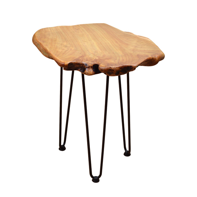 Natural Edge Side Table,Solid Wood Coffee Table Side Table Bedside Table Bedside Table Retro Square Iron Frame Support Solid Wood Cedar Coffee Table
