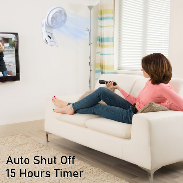 Simple Deluxe 7 inch Wall Mount Fan, 3 Speeds & 3 Modes, 15 Hours Timer, 60° Oscillating Circulating Fan, with Remote Control, Air Circulation Fan for Indoor Use, White