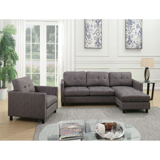 ACME Ceasar Sectional Sofa in Gray Fabric 53315