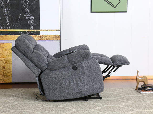 Electric lift recliner with heat therapy and massage, suitable for the elderly, heavy recliner, with modern padded arms and back, navy
