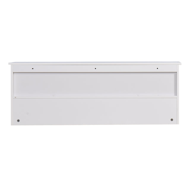 White Entryway Wall Mounted Coat Rack with 4 Dual Hooks Living Room Wooden Storage Shelf