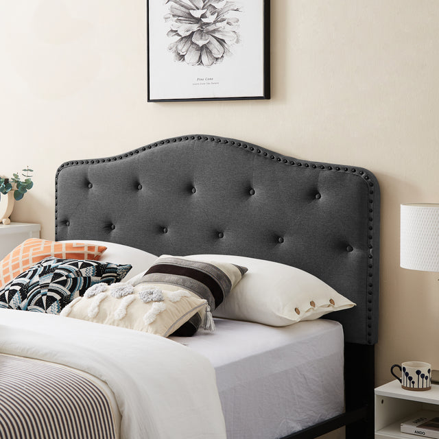 B113 Queen bed, Beautiful headboard with buttons  Strong iron frame with high temperature paint