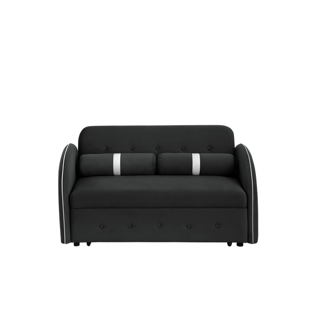 Modern 55.5" Pull Out Sleep Sofa Bed 2 Seater Loveseats Sofa Couch with side pockets, Adjsutable Backrest and Lumbar Pillows for Apartment Office Living Room