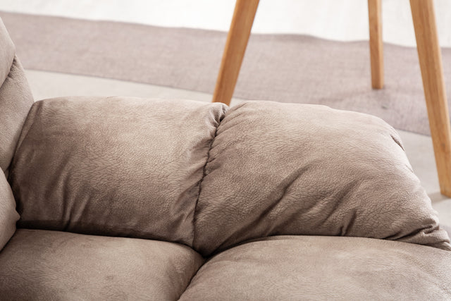 Recliner Chair Overstuffed, Manual Reclining Single Couch Wide Seat with Thickened Headrest and Back (Camel)