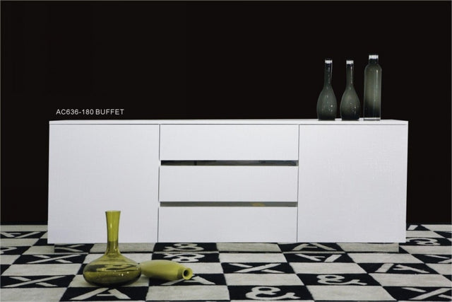 A&X Skyline White Crocodile Lacquer Buffet