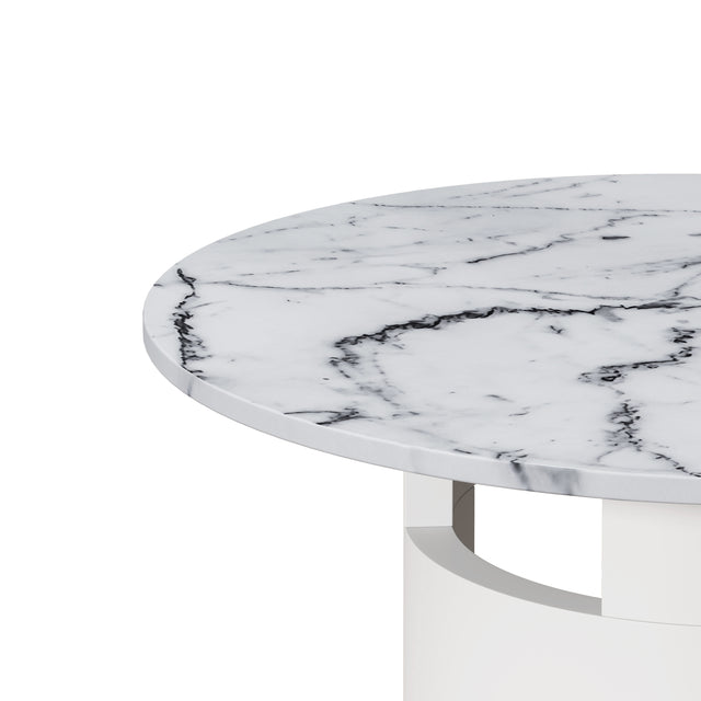 42.12"Modern Round Dining Table with Printed White Marble Table Top for Dining Room, Kitchen, Living Room