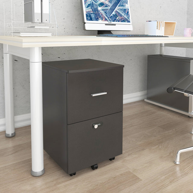 Dark gray  file cabinet with two drawers with lock, office storage cabinet Office pulley removable file cabinet Wooden drawer cabinet Office storage cabinet Low cabinet