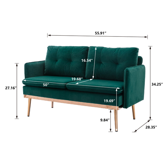 COOLMORE  Velvet  Sofa , Accent sofa .loveseat sofa with Stainless feet