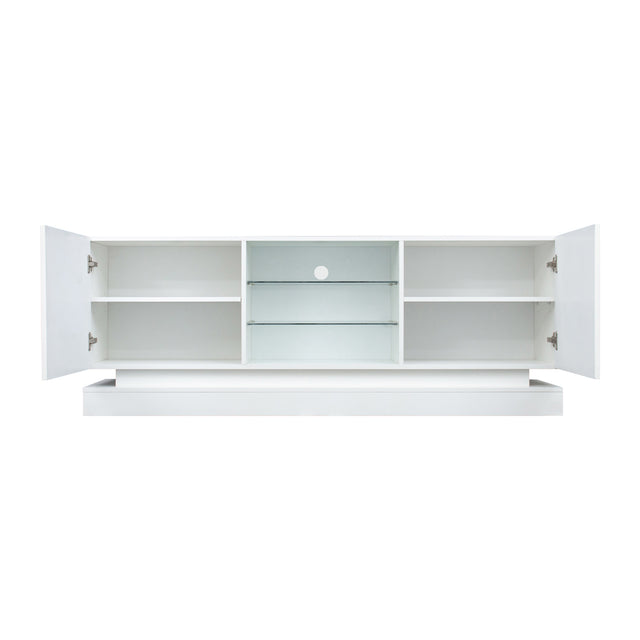TV Cabinet Wholesale, White TV Stand with Lights, Modern LED TV Cabinet with Storage Drawers, Living Room Entertainment Center Media Console Table