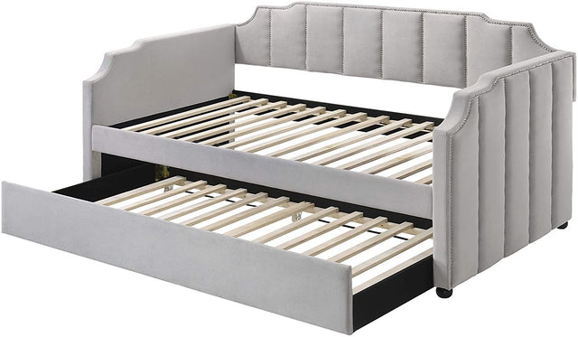 ACME Peridot Daybed & Trundle (Twin Size), Dove Gray Velvet (1Set/2Ctn) 39410