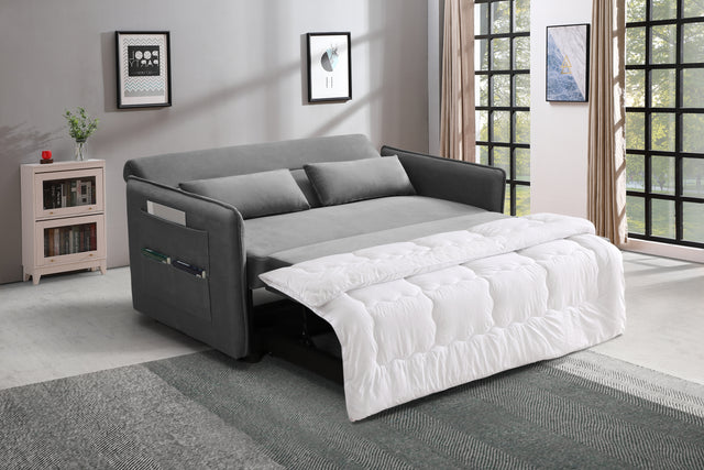 MEGA Pull Out Sofa Bed, Modern Adjustable Pull Out Bed Lounge Chair with 2 Side Pockets, 2 Pillows for Home Office