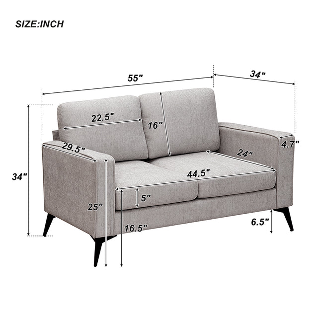 [VIDEO provided] [New]Modern 3-Piece Sofa Sets with Sturdy Metal Legs,Chenille Upholstered Couches Sets Including 3-Seat Sofa, Loveseat and Single Chair for Living Room Furniture Set (1+2+3 Seat)