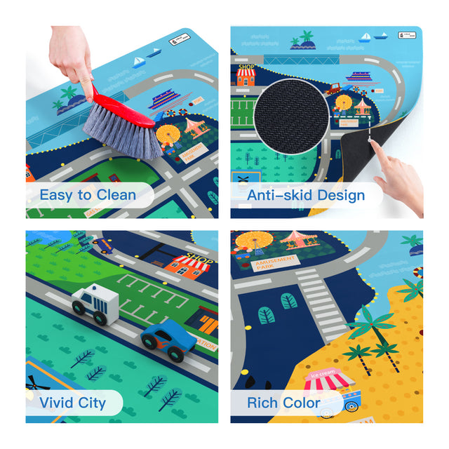 Wooden Train Set Wooden Train Track Set with Mat，city series