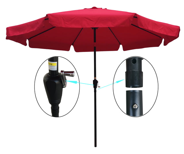 10ft Patio Umbrella Market  Round Umbrella Outdoor Garden  Umbrellas with Crank and Push Button Tilt for Garden Backyard Pool Shade Outside