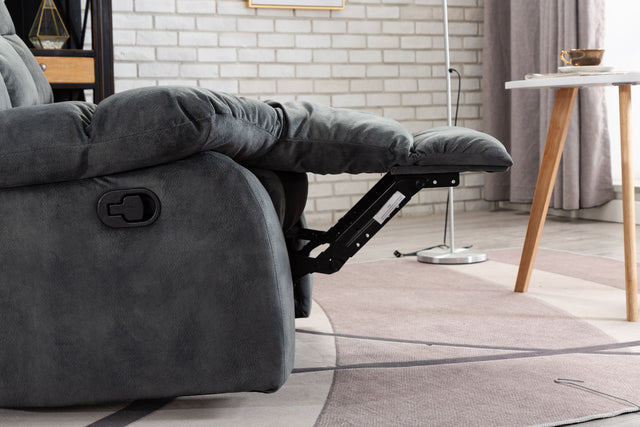 Recliner Chair Overstuffed, Manual Reclining Single Couch Wide Seat with Thickened Headrest and Back (Gray)