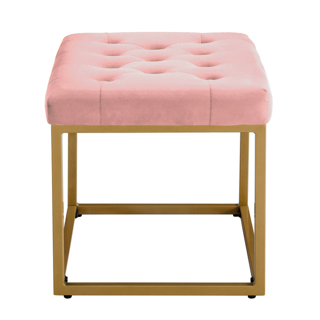 Velvet Shoe Changing Stool, Footstool, Square Cushion Foot Stool, Sofa stool, Rest stool,Low Stool .Step Stool, Small Footrest .Suitable for Clothes Shop,Living Room, Porch, Fitting Room.Pink Bench