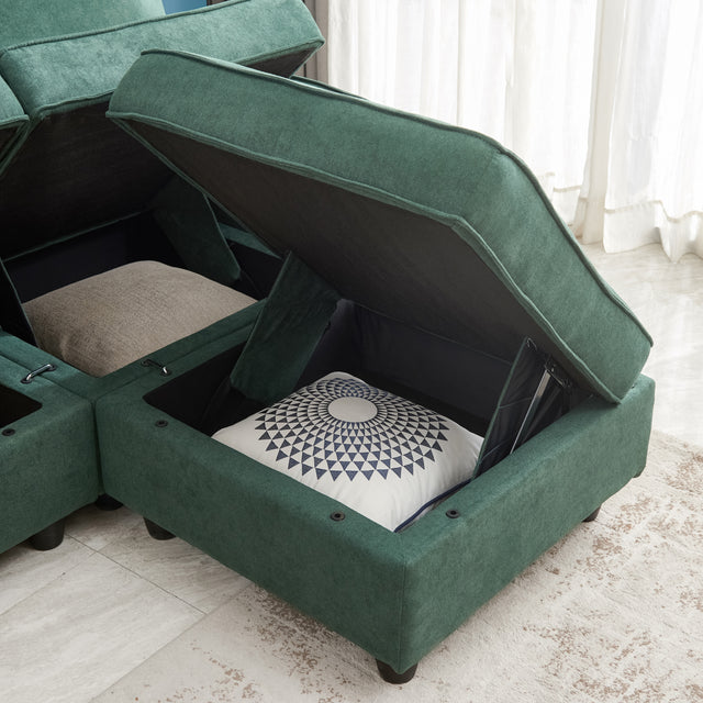 Ottoman Of Sectional Sofa，Emerald